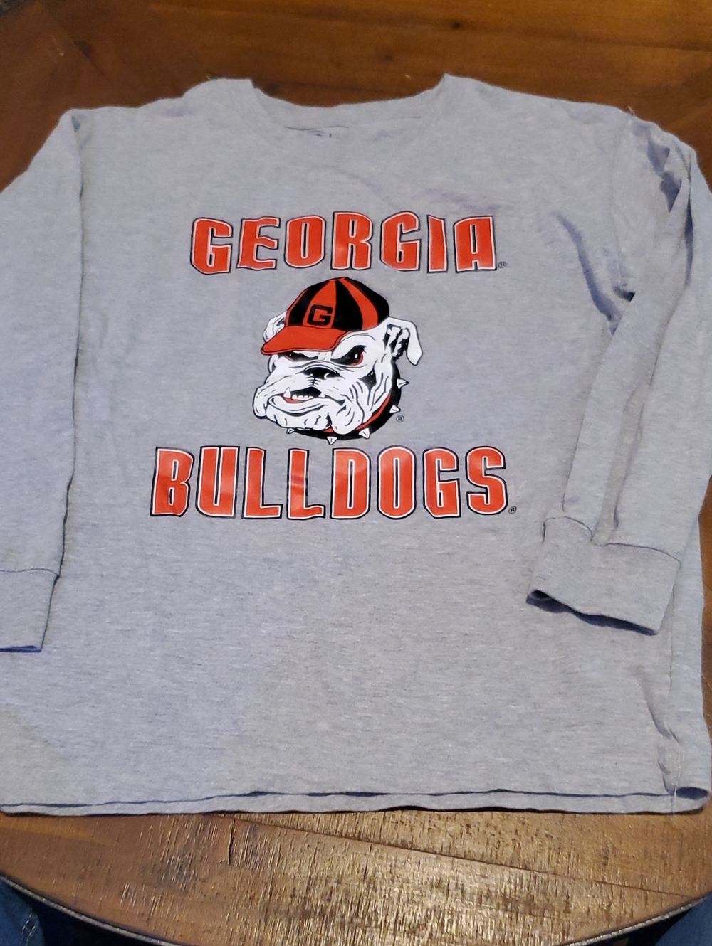 Georgia Bulldogs Kids' Long-Sleeve Tee - Gray with Orange Logo
